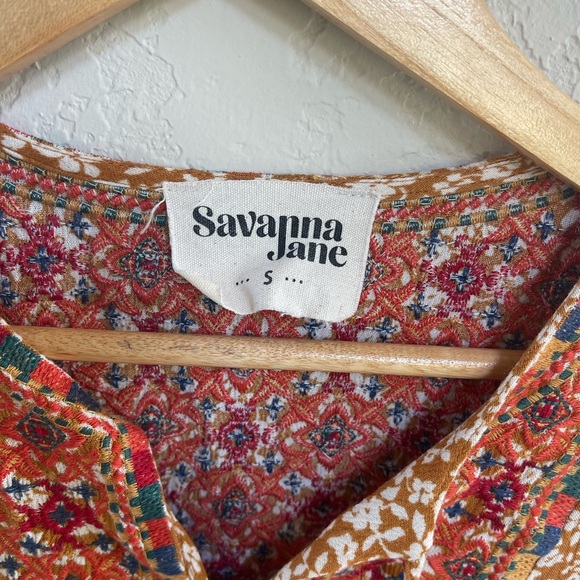 Boho Embroidered top with tassel tie - Picture 4 of 6